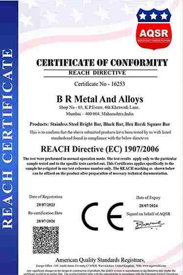 Reach Compliance Certificate